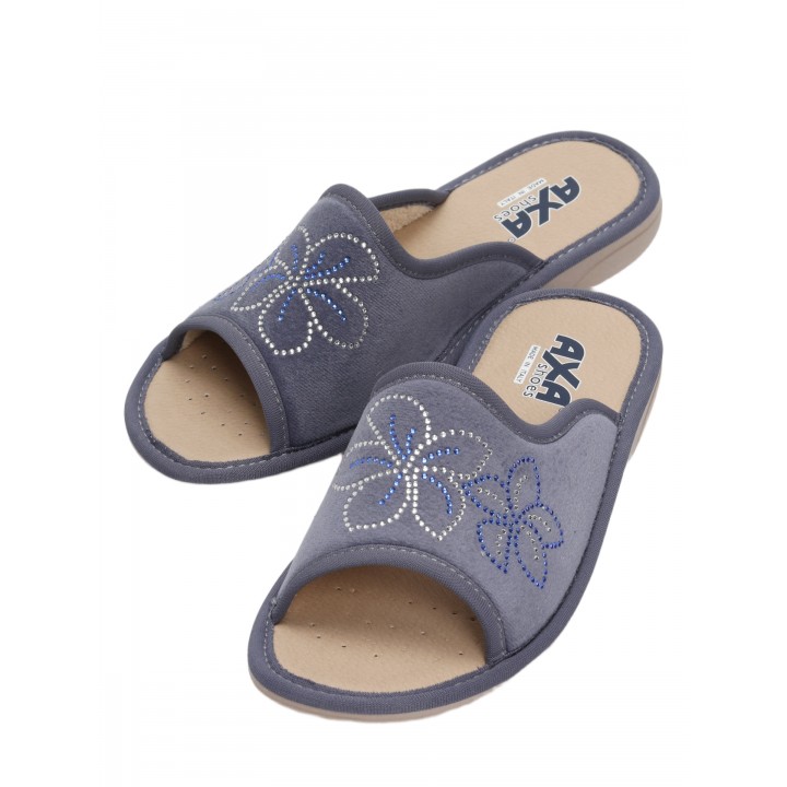 Тапочки женские домашние AXA21615 серо-синий