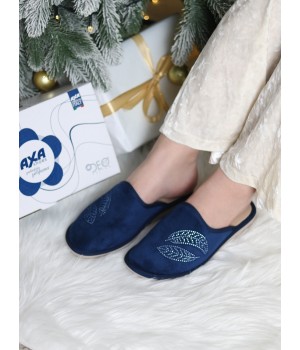 Тапочки женские ЛИСТЬЯ AXA-21569А-СИНИЙ