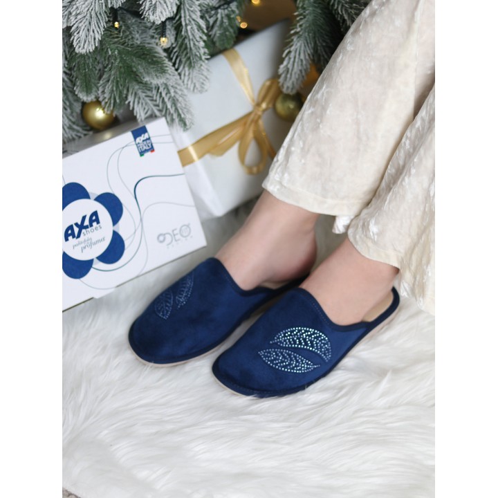 Тапочки женские ЛИСТЬЯ AXA-21569А-СИНИЙ