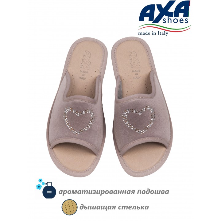 Тапочки домашние женские AXA 18630А Серо розовый