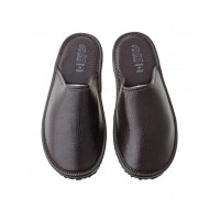 Тапочки мужские домашние кожаные AXA Pantofole In Borsa MARRONE