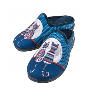 Тапочки женские КОШКИ AXA-80401А-СИНИЙ