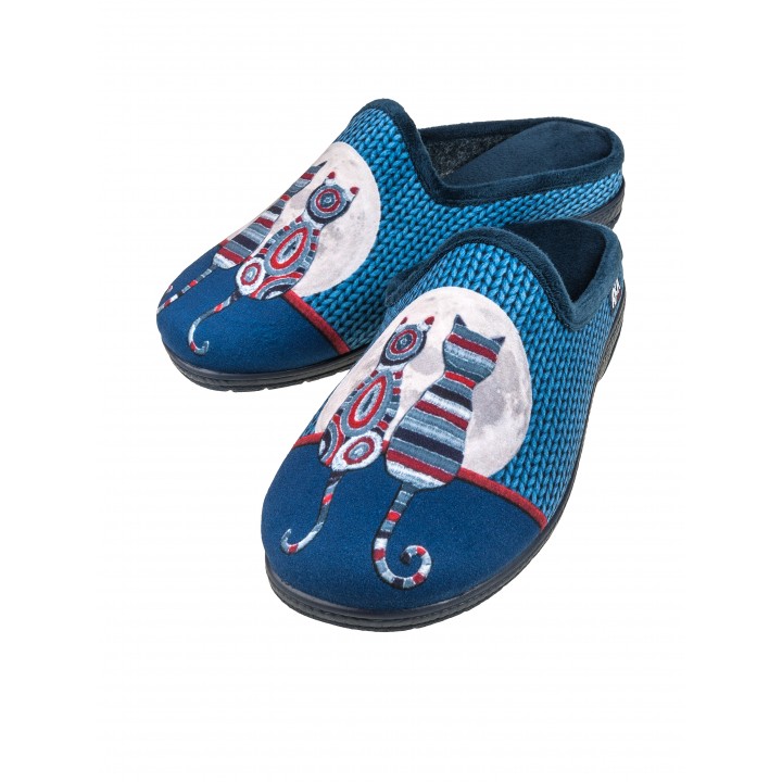 Тапочки женские КОШКИ AXA-80401А-СИНИЙ